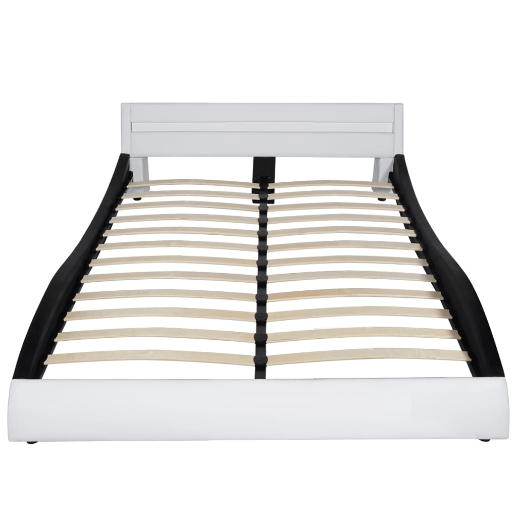 vidaXL Bed Frame with LED Black & White Faux Leather 150x200 cm 5FT King Size