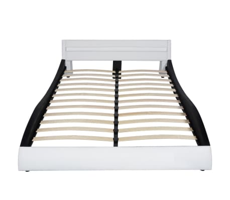 vidaXL Bed Frame with LED Black & White Faux Leather 135x190 cm 4FT6 Double