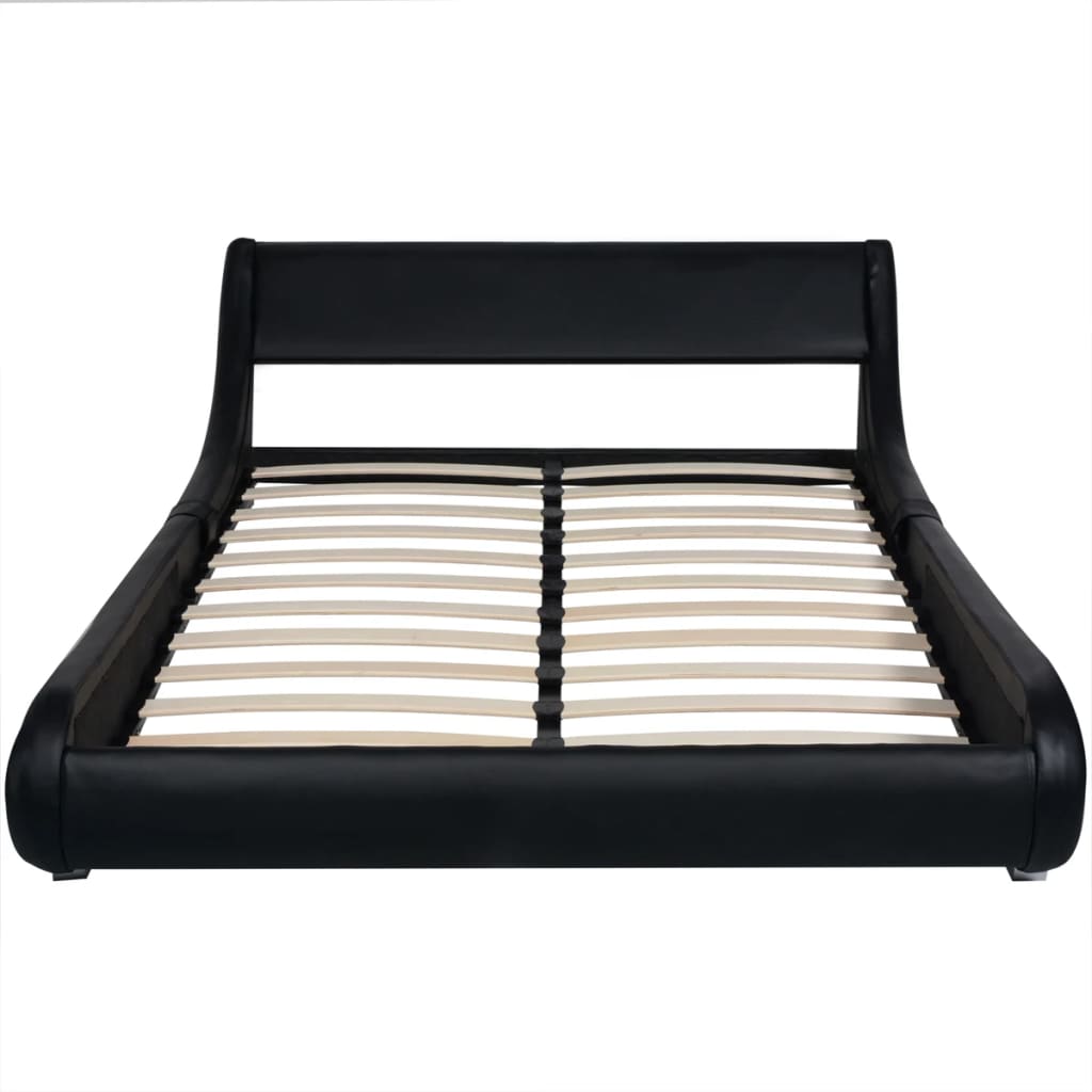 vidaXL Bed Frame Black Faux Leather 150x200 cm 5FT King Size