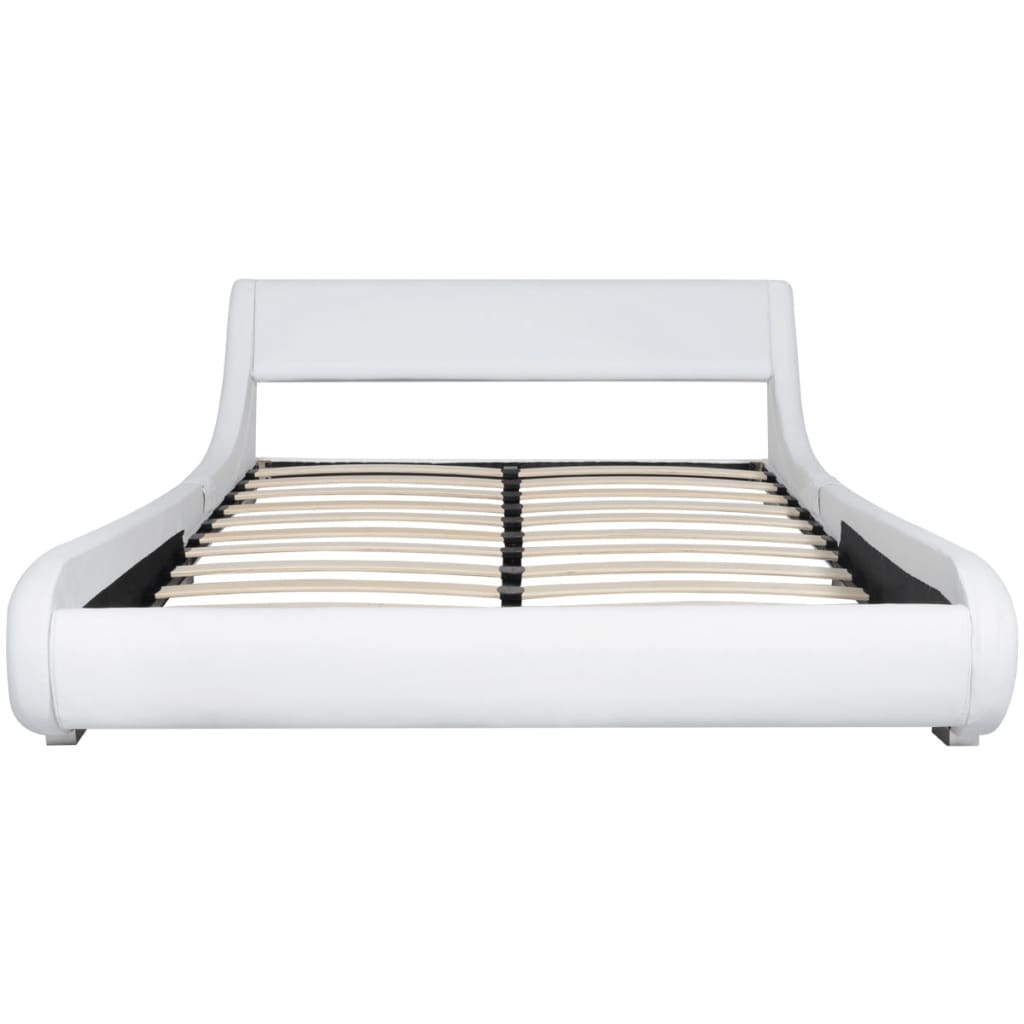 vidaXL Bed Frame White Faux Leather 150x200 cm 5FT King Size