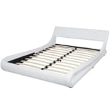 VidaXL Sengramme 4FT6 Dobbel/135x190 cm Kunstig Skinn Kurvet Hvit