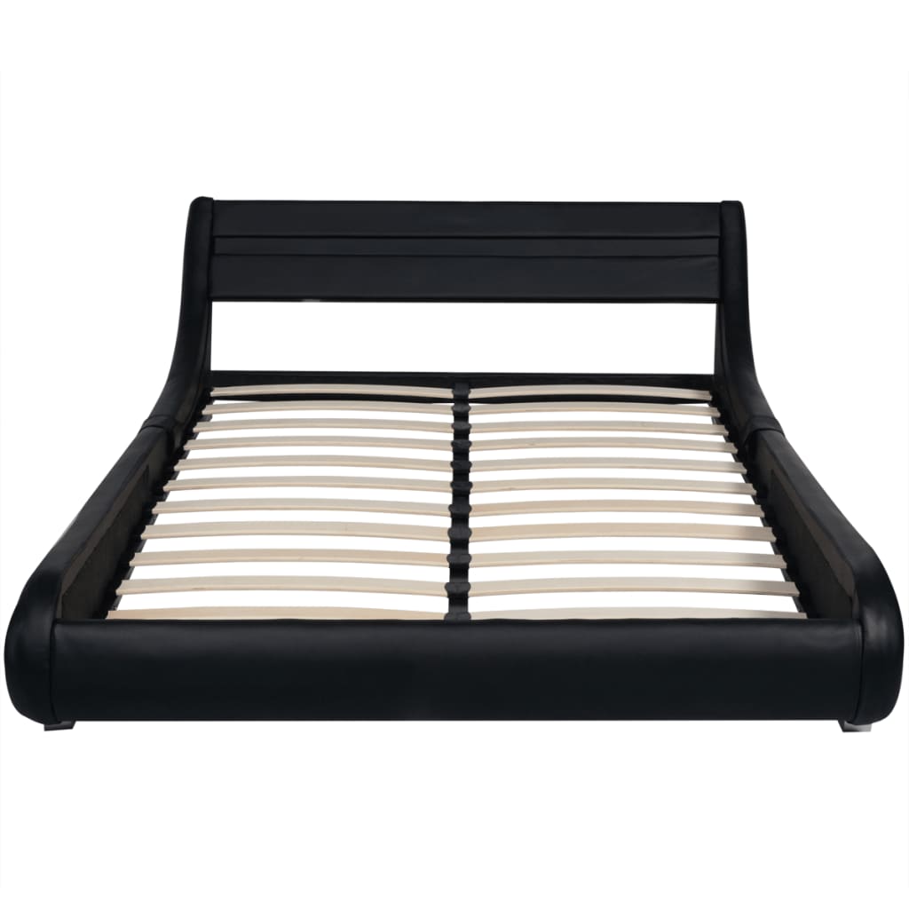 vidaXL Bed Frame with LED Black Faux Leather 150x200 cm 5FT King Size