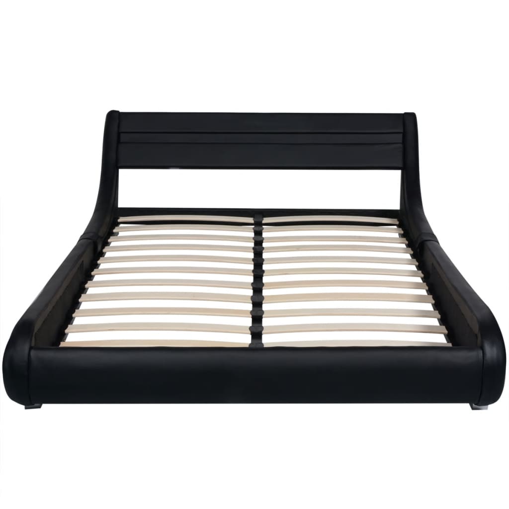 vidaXL Bed Frame with LED Black Faux Leather 135x190 cm 4FT6 Double