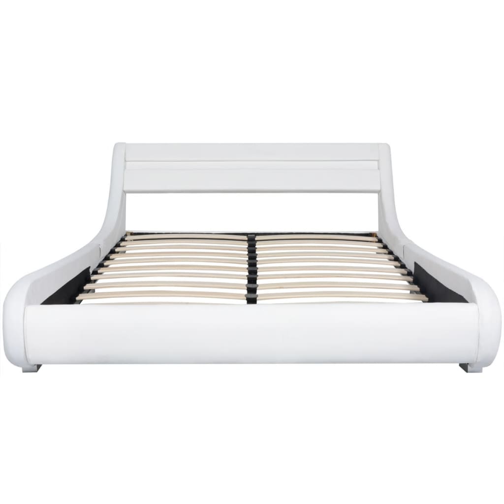 vidaXL Bed Frame with LED White Faux Leather 150x200 cm 5FT King Size
