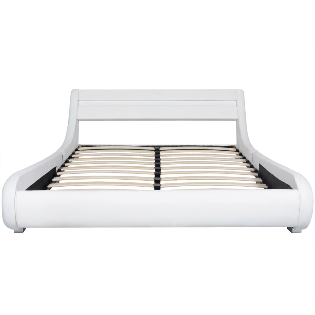 vidaXL Bed Frame with LED White Faux Leather 135x190 cm 4FT6 Double