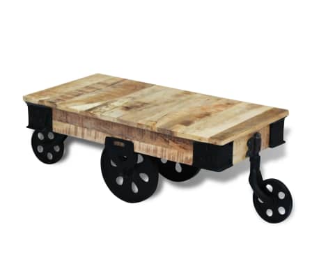 Vidaxl Coffee Table With Wheels Rough Mango Wood Vidaxl Coffee Table With Wheels Rough Mango Wood 3 9