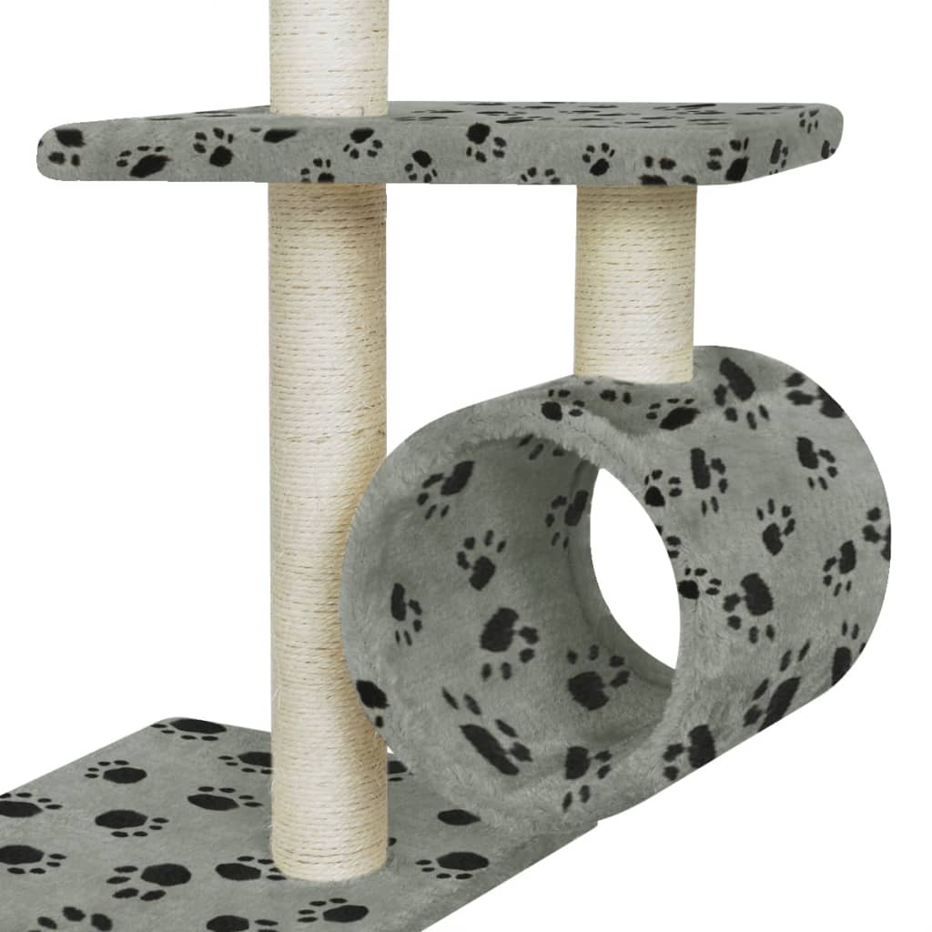 vidaXL Draskyklė katėms, stovas, 260 cm, pilka su pėdutėmis