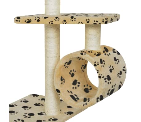 vidaXL Grattoir pour chats 260 cm jaune avec empreinte de pattes