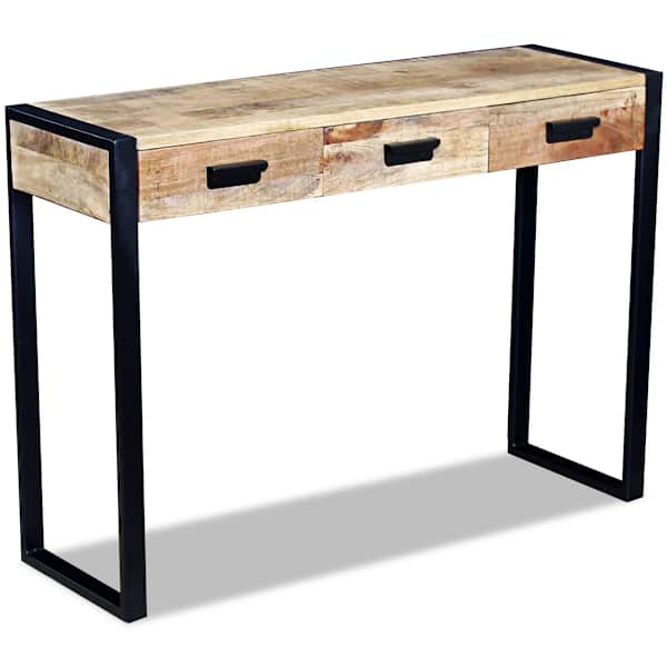 vidaXLi kolme sahtliga konsoollaud mangopuidust 100 x 35 x 78 cm