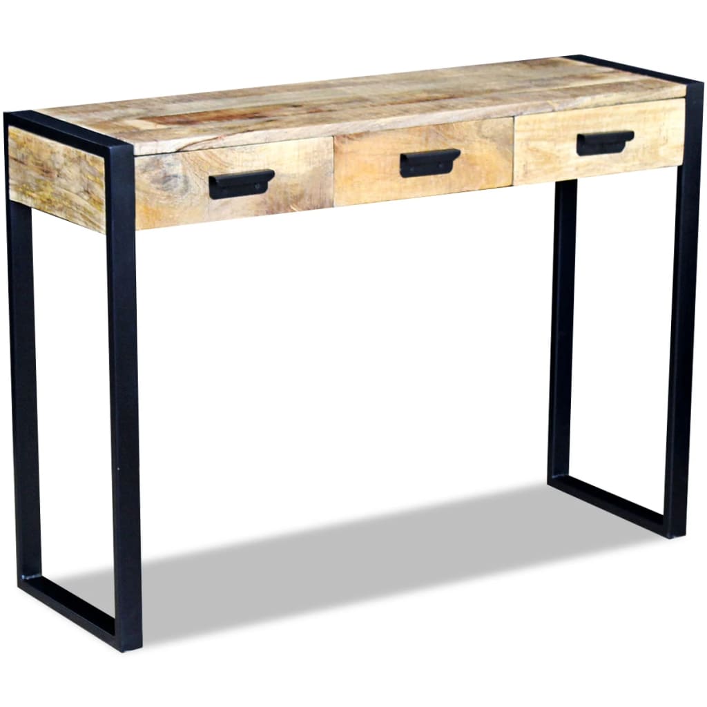 

vidaXL Wandtafel met 3 lades 110x35x78 cm massief mangohout