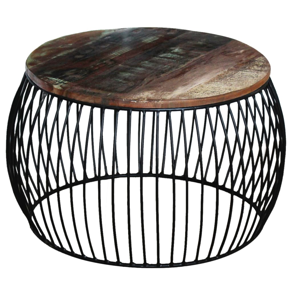 vidaXL Salontafel rond 68x37 cm massief gerecycled hout afbeelding
