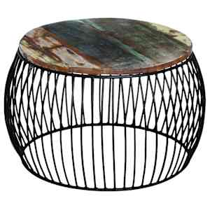 Konferenční stolek kulatý masivní recyklované dřevo 68 x 37 cm - obrázek 7