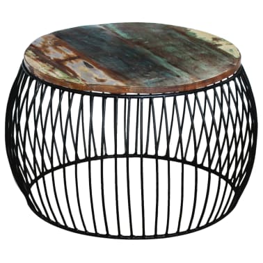 Vidaxl Coffee Table Round Solid Reclaimed Wood 26 8 X17 Vidaxl Com