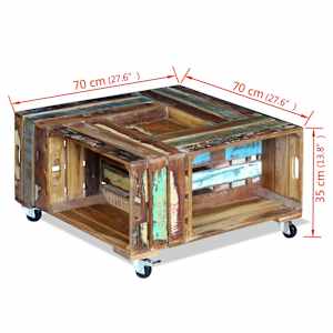 Konferenční stolek masivní recyklované dřevo 70x70x35 cm - obrázek 10