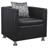 vidaXL Cube Armchair Artificial Leather Black