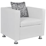 vidaXL Cube Armchair Artificial Leather White