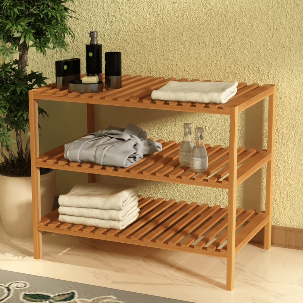 vidaXL Ραφιέρα Μπάνιου 65 x 40 x 55 εκ. από Μασίφ Ξύλο Καρυδιάς