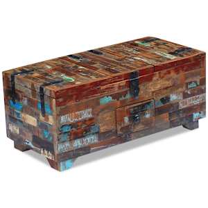 Konferenční stolek truhla masivní recyklované dřevo 80x40x35 cm - obrázek 5