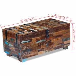 Konferenční stolek truhla masivní recyklované dřevo 80x40x35 cm - obrázek 11