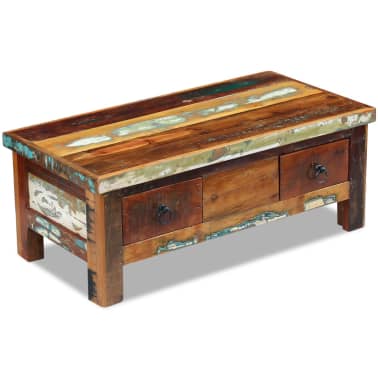 Vidaxl Coffee Table Drawers Solid Reclaimed Wood 90x45x35 Cm Vidaxl Coffee Table Drawers Solid Reclaimed Wood 90x45x35 Cm 1 8