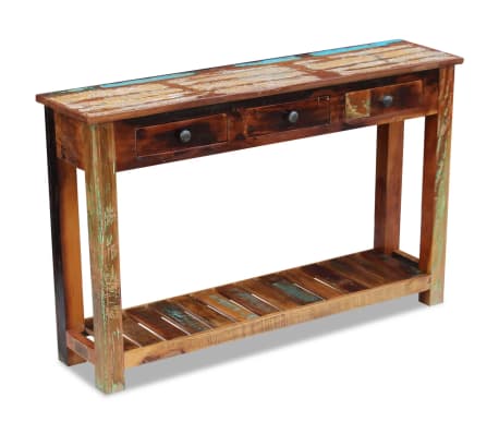 vidaXL Stolik konsola, lite drewno odzyskane, 120 x 30 x 76 cm