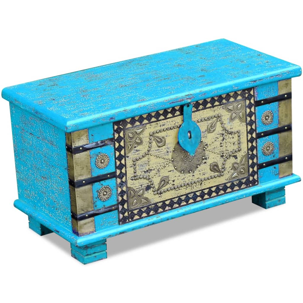 VIDAXL Opbergkist 80x40x45 cm mangohout blauw online kopen