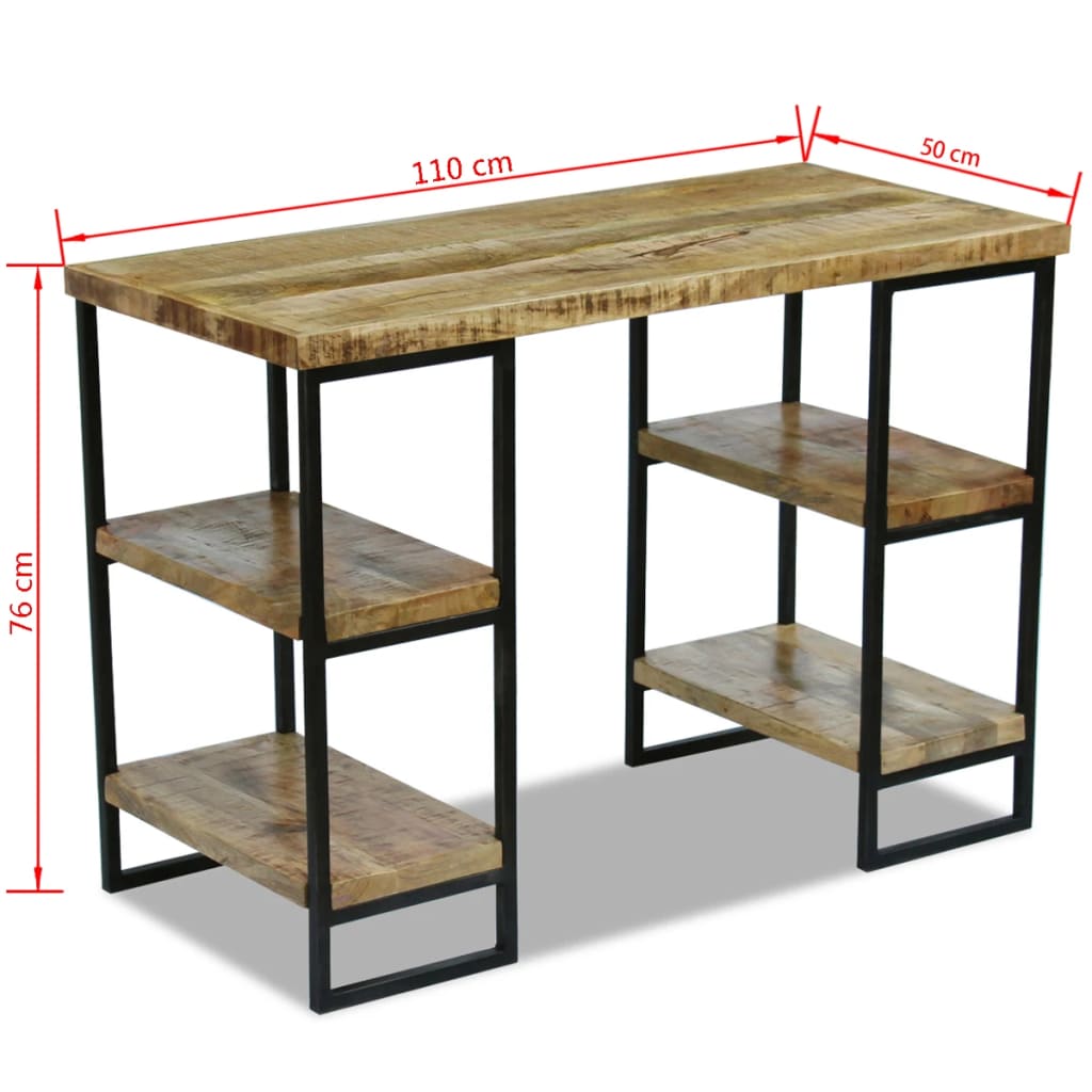 imagem de vidaXL Mesa de escritório madeira de mangueira 110x50x76 cm9