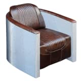 vidaXL Tub Chair Dark Brown Real Leather