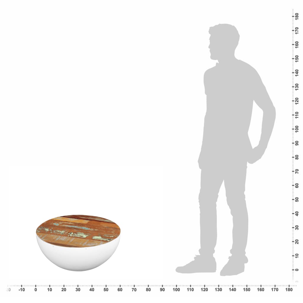 Măsuță de cafea în formă de bol 60x60x30 cm lemn masiv reciclat