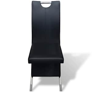 vidaXL Valgomojo kėdės, 4 vnt., juodos spalvos, dirbtinė oda