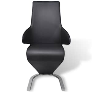 vidaXL Valgomojo kėdės, 4 vnt., juodos spalvos, dirbtinė oda