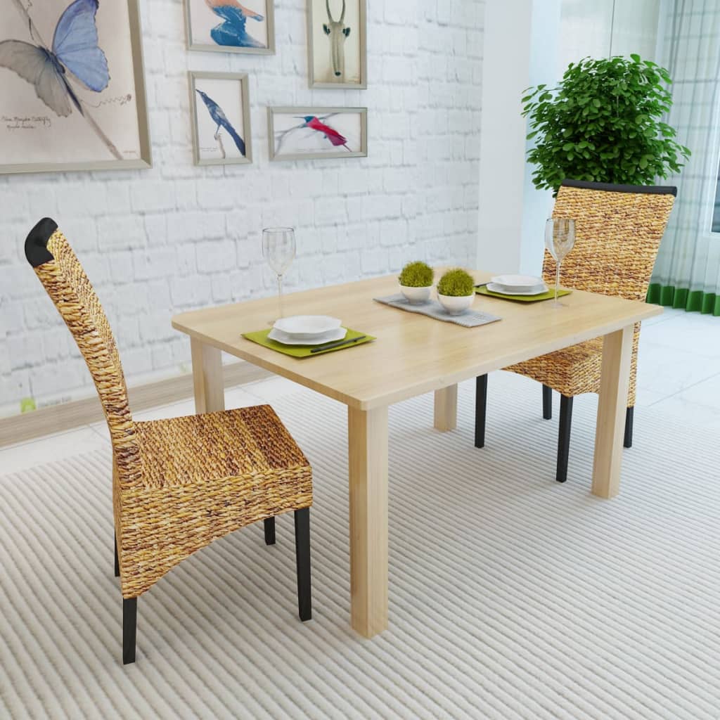 vidaXL Esszimmerstühle 2 Stk. Abaca und Mango Massivholz