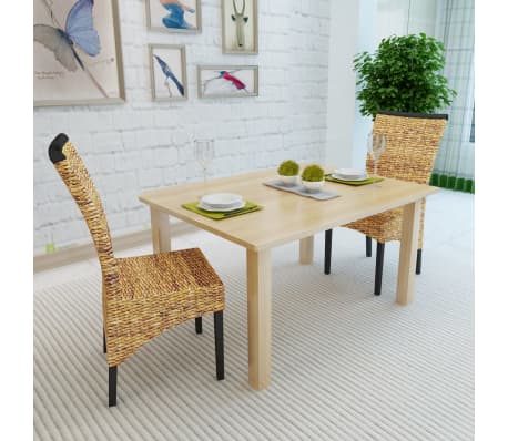 vidaXL Esszimmerstühle 2 Stk. Abaca und Mango Massivholz