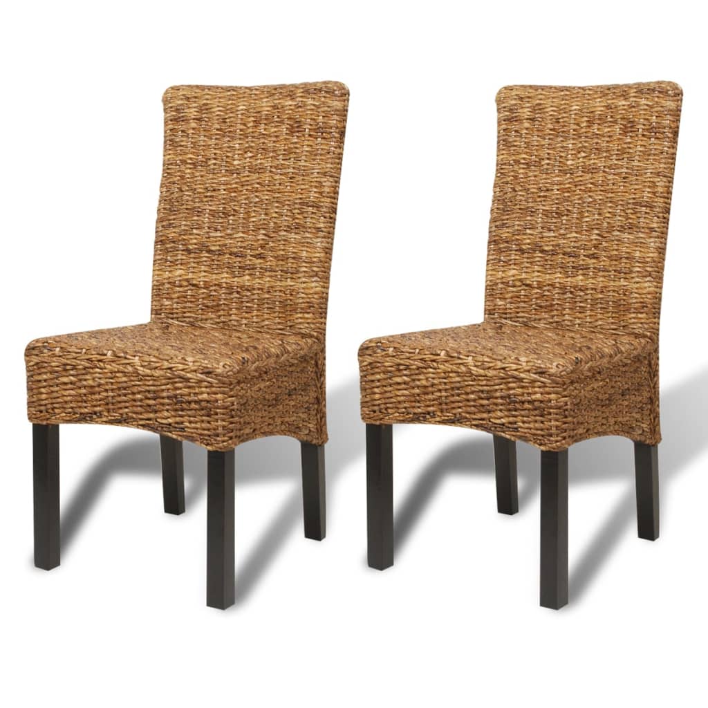 VidaXL Dining Chairs 2 Pcs Abaca And Solid Mango Wood