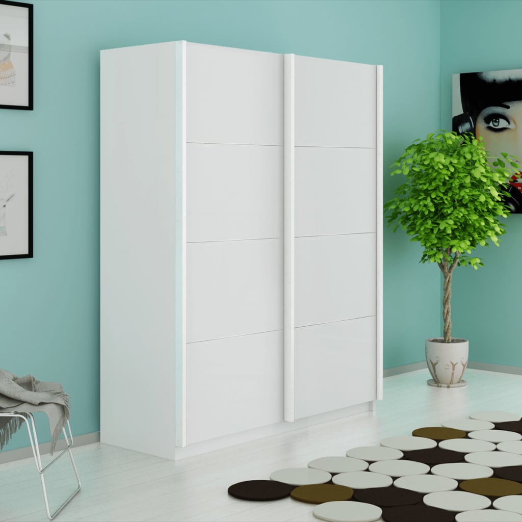 vidaXL Wardrobe with 2 Sliding Doors Matte White 150 cm