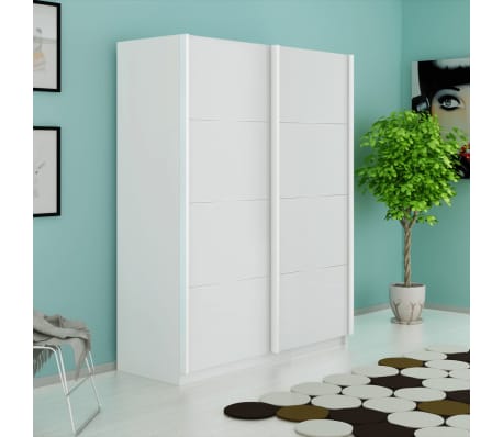 vidaXL Wardrobe with 2 Sliding Doors Matte White 150 cm