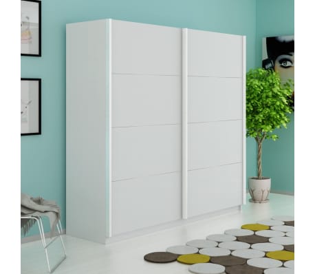 vidaXL Wardrobe with 2 Sliding Doors Matte White 200 cm