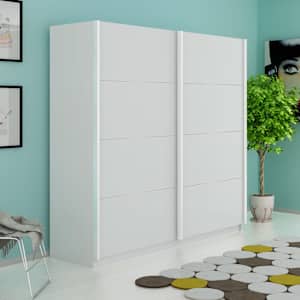 vidaXL Kleiderschrank mit 2 Schiebet&uuml;ren Mattwei&szlig; 200 cm