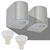vidaXL Lámpara de pared exterior 2 uds redonda descendente