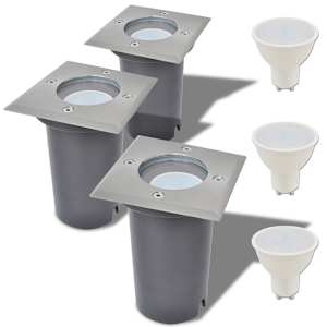vidaXL maapinna LED-valgustid 3 tk kandiline