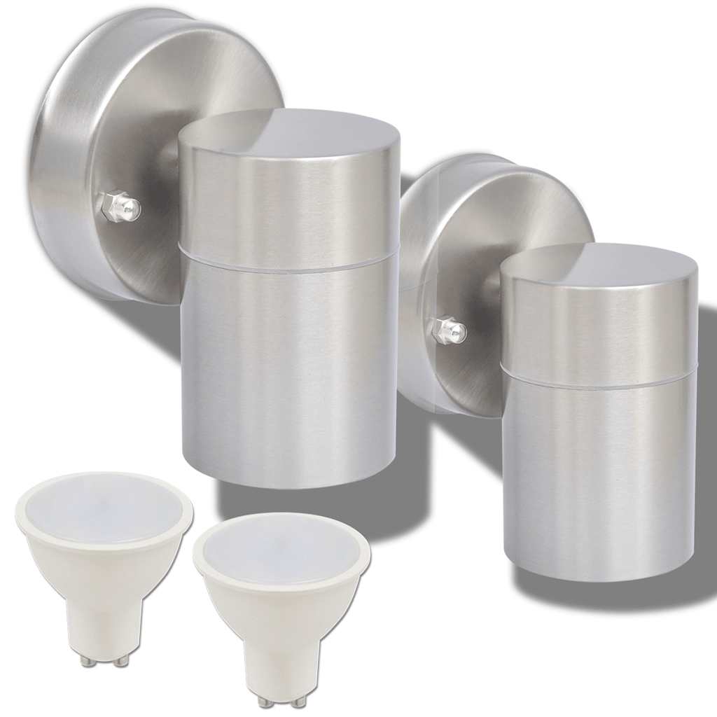 Thumbnail - vidaXL Outdoor LED-Wandleuchten 2 Stk. Edelstahl Abwärtsstrahlend