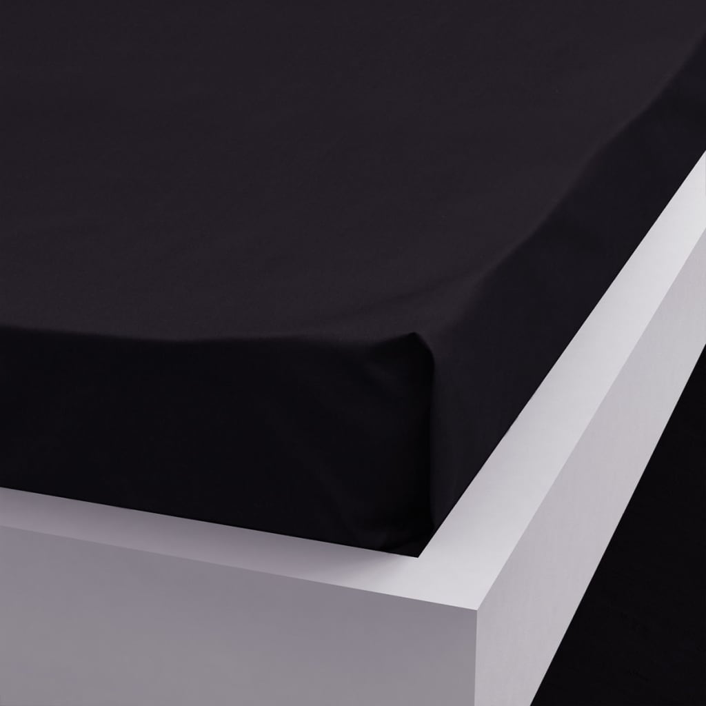 vidaXL Flat Bed Sheet 2 pcs Cotton 146x260 cm Black