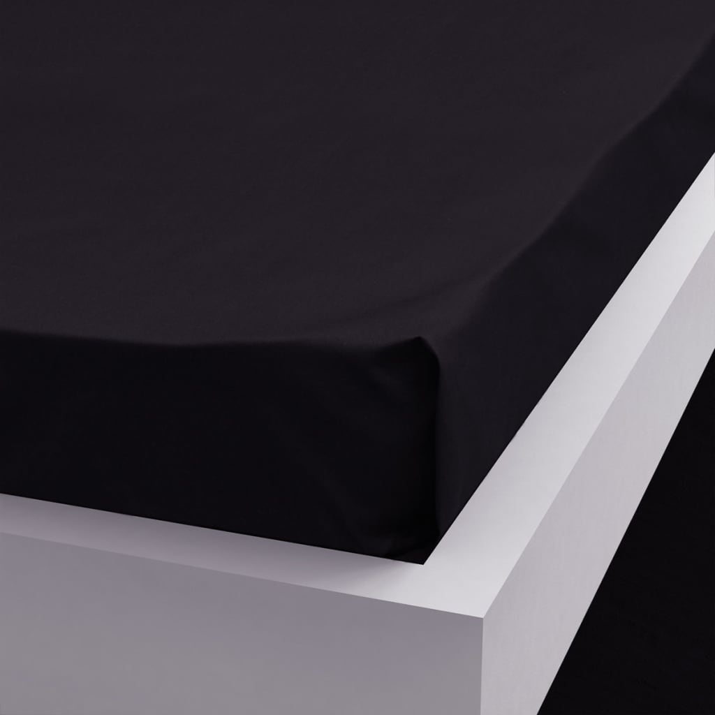 vidaXL Drap pour lit 2 pièces Coton 146 x 260 cm Noir