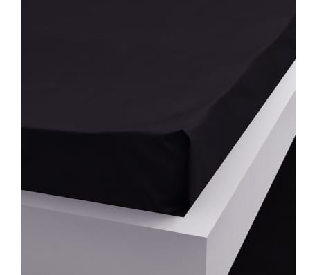 vidaXL Drap pour lit 2 pièces Coton 146 x 260 cm Noir