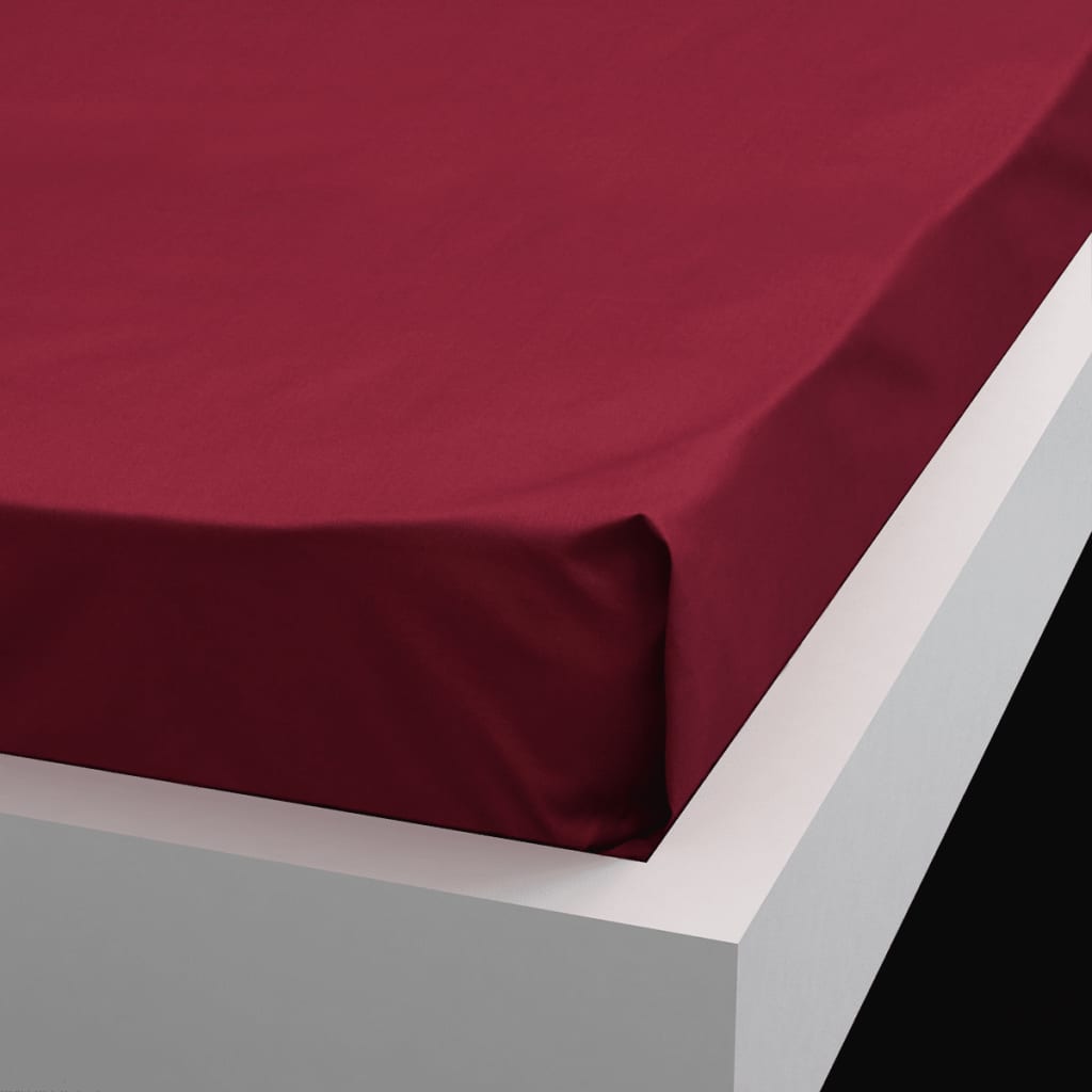 vidaXL Bavlnená plachta na posteľ, 2 ks, 146x260 cm, vínová