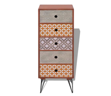 vidaXL Kommode Sideboard Schubladenschrank 5 Schubladen Retro Design Grau//Braun
