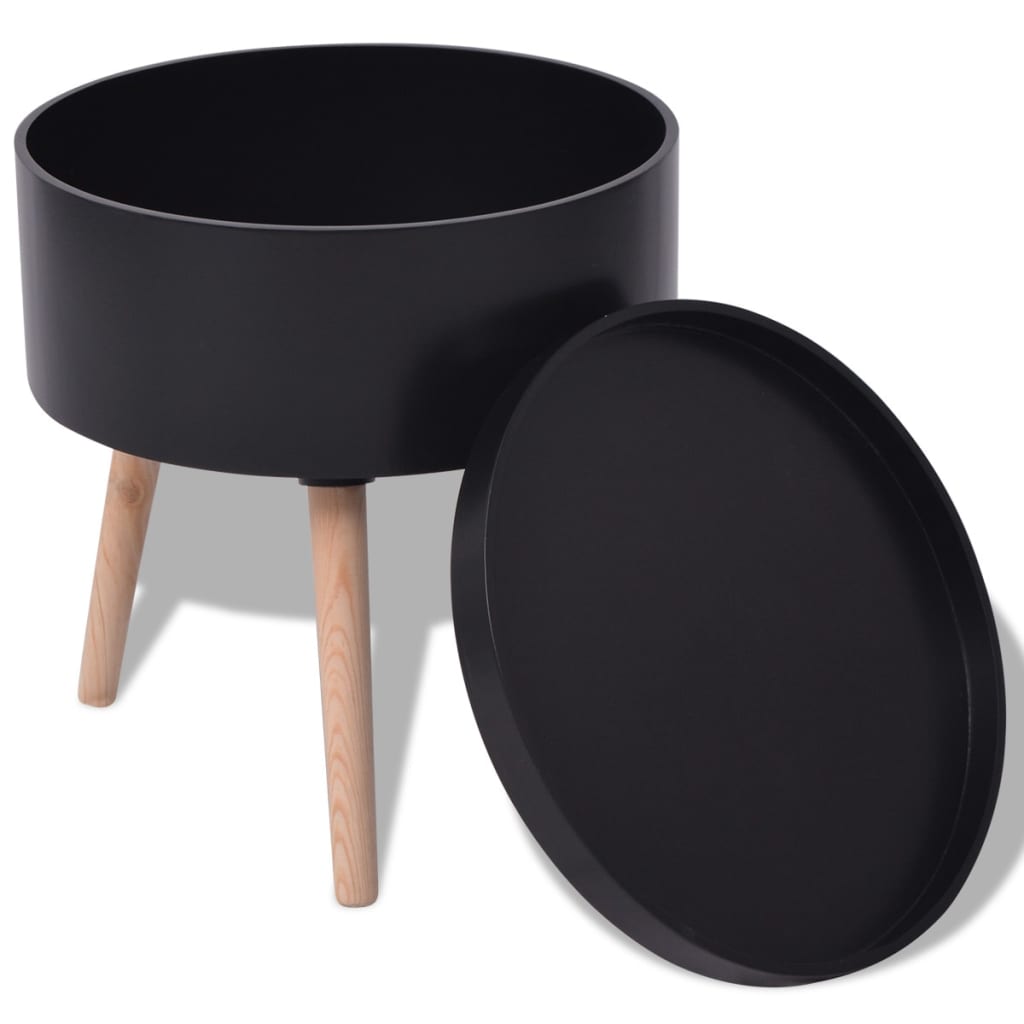 

vidaXL Side Table with Serving Tray Round 15.6"x17.5" Black