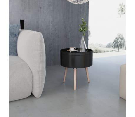 vidaXL Side Table with Serving Tray Round 15.6"x17.5" Black