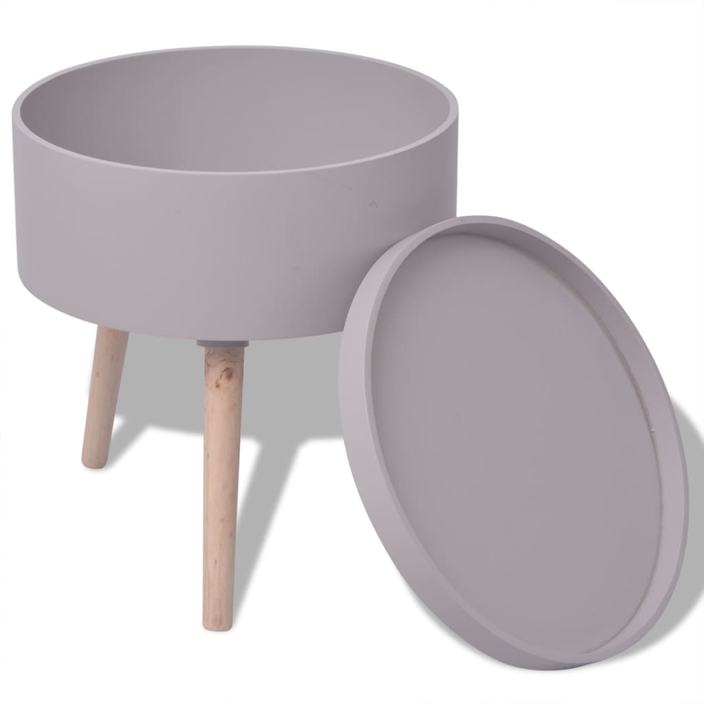 Image of vidaXL Side Table with Serving Tray Round 39.5x44.5 cm Grey