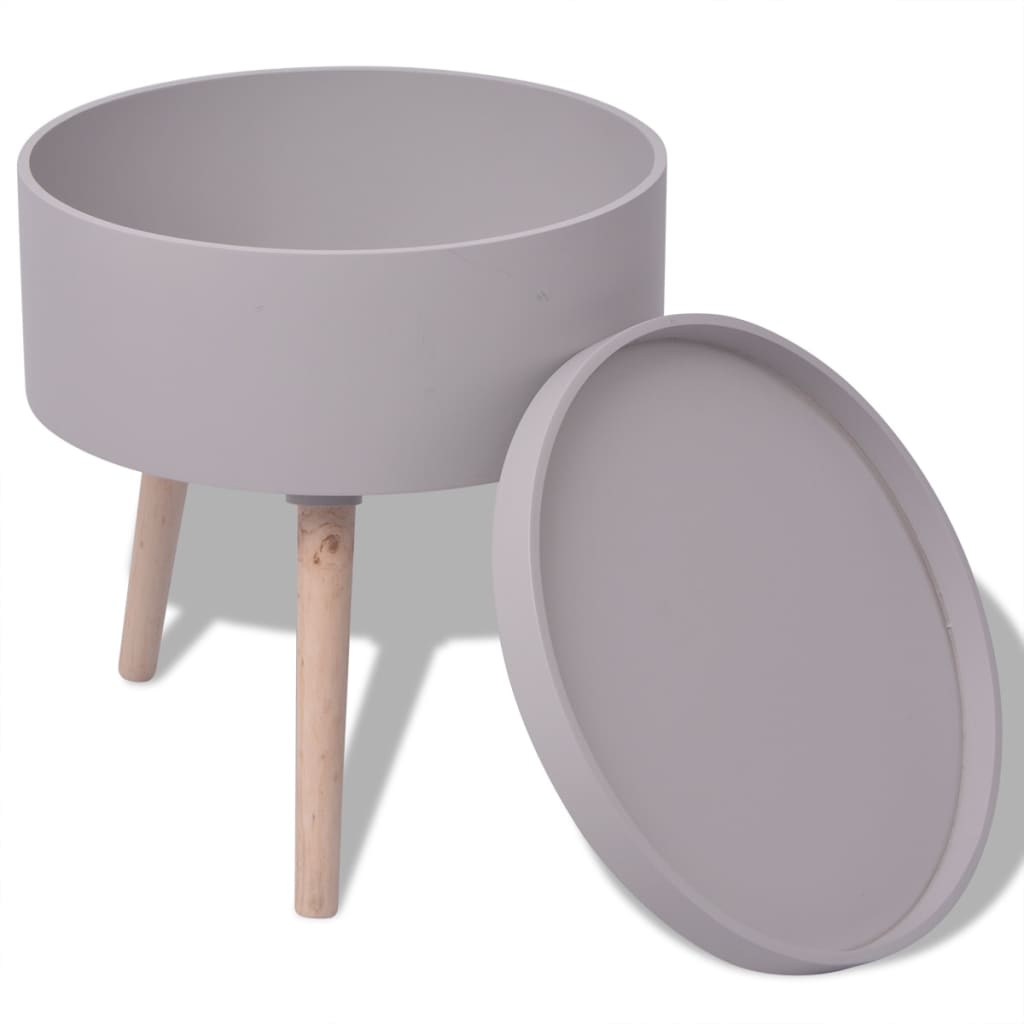 VidaXL Side Table With Serving Tray Round 15.6x17.5 Gray